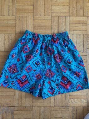 Turquoise Aztec Print Elastic-Waist Women's Shorts